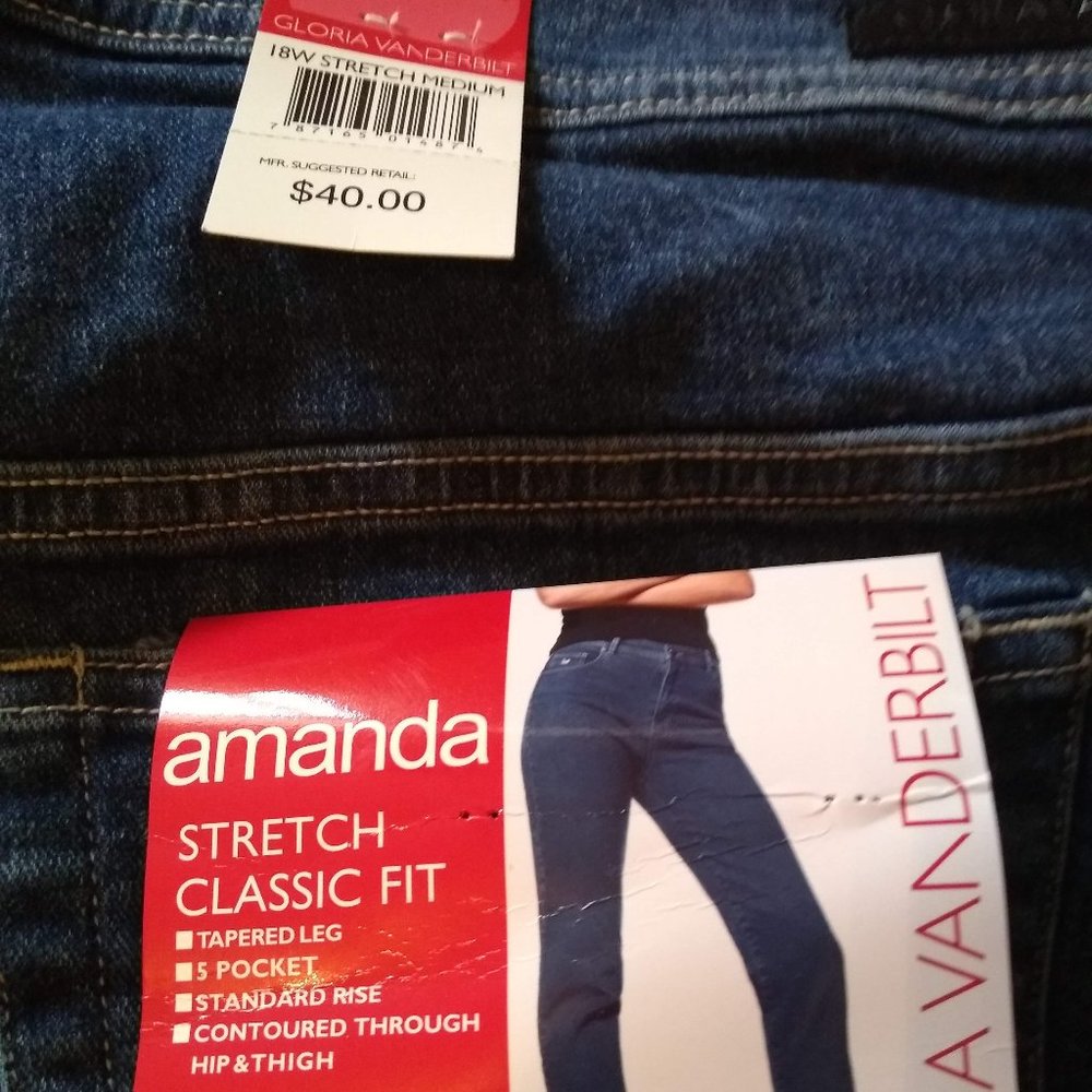 NWT Gloria Vanderbilt 18W stretch blue jeans